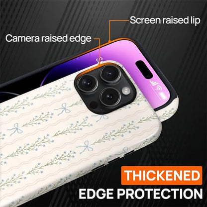 Magnetic for iPhone 16 Pro Case,[Compatible with Magsafe] Dual Layer Protective Heavy Duty Shockproof Rugged Drop Protection Bumper Hybrid Case - Blue Bow Stripes - color: Blue Bow Stripes, size: iPhone 16 Pro