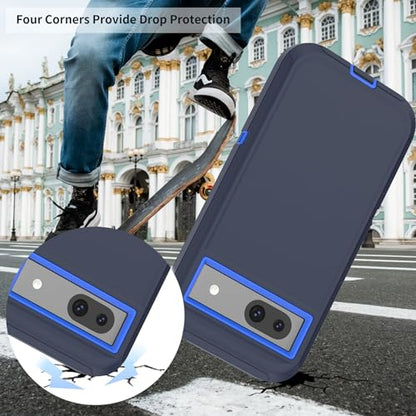 Compatible with Google Pixel 8A Case, with Belt Clip Holster Heavy Duty Rugged Shockproof Full Body Protection Kickstand Phone case for Google Pixel 8A 5G (Blue) - color: Blue