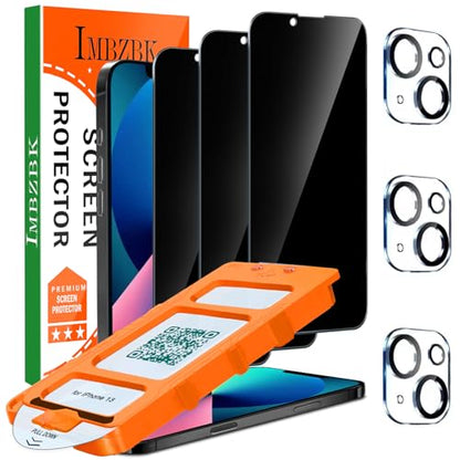 IMBZBK 3 Pack Privacy Screen Protector for iPhone 13, Tempered Glass - color: iPhone 13-Black