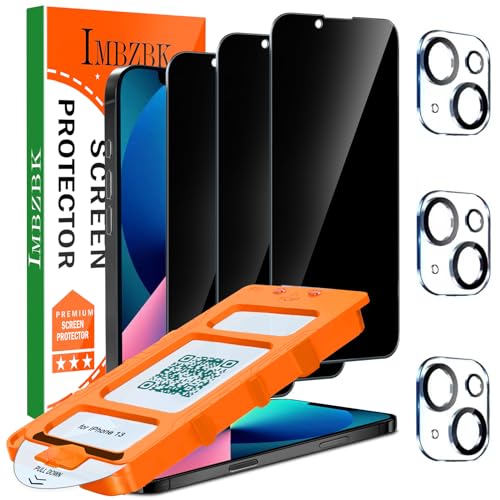 IMBZBK 3 Pack Privacy Screen Protector for iPhone 13, Tempered Glass - color: iPhone 13-Black