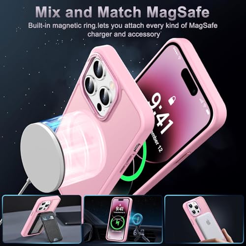 Newfuture Magnetic for iPhone 14 Pro Case Matte Shockproof, Chalk Pink | Military Drop Protection, Slim Matte Anti-Fingerprint, Compatible with Magsafe, Camera Guard, Translucent Protective Cover - color: Chalk Pink, size: iPhone 14 Pro 6.1 inch
