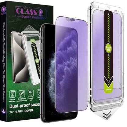 2-Pack Anti Blue Light Blocking Matte Screen Protector for iPhone 11 Pro Max/XS Max(5.8-Inch),Anti-Glare,9H Tempered Glass,Full Coverage,Anti-Fingerprint,Auto Dust Removal,Bubble-Free