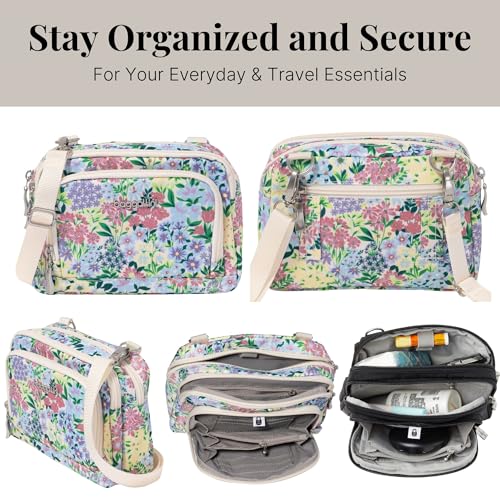 Baggallini Triple Zip with Front Wallet/Trifecta RFID Wallet Crossbody - color: Meadow Print