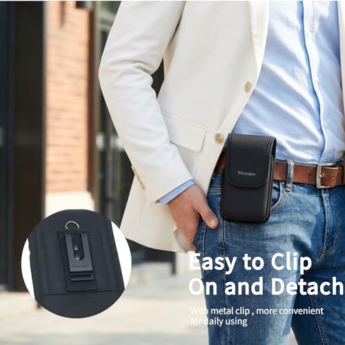 Heavy Duty Holster for iPhone 17 Pro, 17e, 17, 16 Pro, 16e, 16, 15 Pro, 15, 14 Pro, 14, 13 Pro, 13, 12 Pro, 12, 11 - Military Grade Nylon Belt Pouch (Fits Armor/Battery Case) - size: Medium