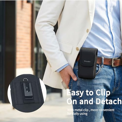 Heavy Duty Holster for iPhone 17 Pro, 17e, 17, 16 Pro, 16e, 16, 15 Pro, 15, 14 Pro, 14, 13 Pro, 13, 12 Pro, 12, 11 - Military Grade Nylon Belt Pouch (Fits Armor/Battery Case) - size: Medium