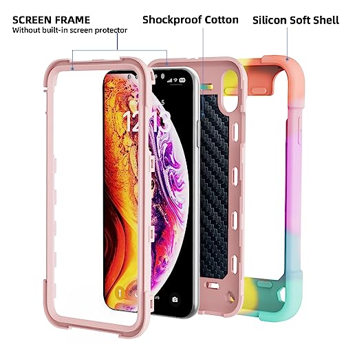 MARKILL Compatible with iPhone Xs Max Case 6.5 Inch with Ring Stand, Heavy-Duty Military Grade Shockproof Phone Cover with for iPhone Xs Max. - color: Rainbow Pink, size: iPhone XS Max 6.5"