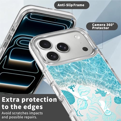 VisEnt Clear Case for iPhone 17 Pro, Magnetic Phone Case, Transparent Slim Cover, Military Grade Protection, Shockproof, Anti-Yellowing, Scratch Resistant, Ocean Wave Shell - color: Ocean Wave Shell, size: Iphone 17 Pro