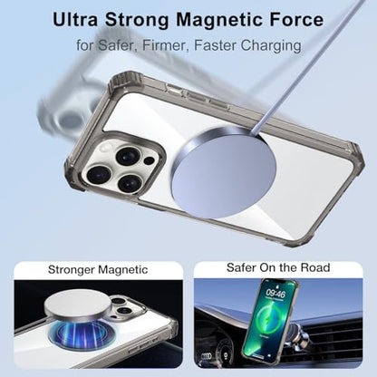 Clear Case for iPhone 13 Pro Case Magnetic 360 Rotatable Ring Stand | Military Grade Heavy Duty Cover with 360 Rotatable Ring Kickstand -260417 - color: Clear Black, size: iPhone 13 Pro