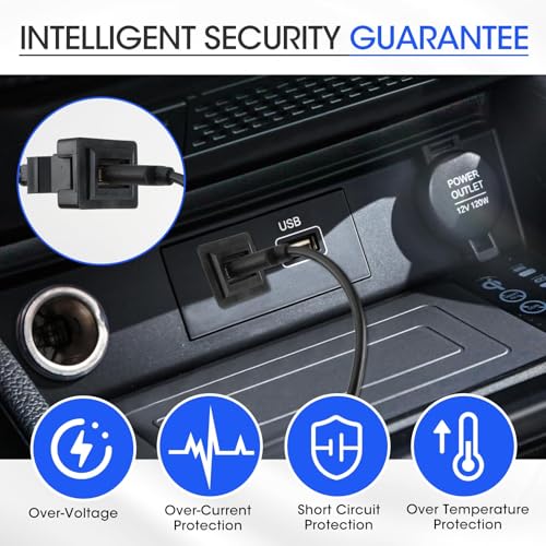 2Pcs USB Port Car Charger for Toyota, 34 * 23mm Square Vehicle Power