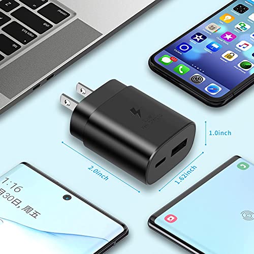 Type C Charger,25W Super Fast Charger Dual Port USB C Wall Charger, Quick Charging Block Compatible with Samsung Galaxy S25 S24 S23 S22/S22 Plus/S20/S21 Ultra Plus,Note 20/Note 10 Plus/iPhone 16/15