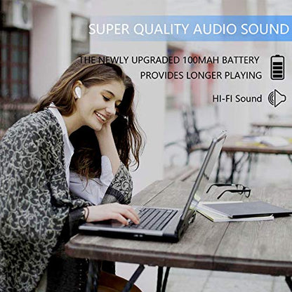 Kendir Bluetooth Earpiece, V5.0 Wireless Headphone Cell Phone Headset 8 Hrs Talking with Noise Cancelling Mic, Volume Control, Handsfree Earbud for iPhone Android Samsung Laptop Trucker Driver - color: White