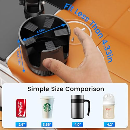 OHLPRO Cup Holder Tablet Mount for Car, Anti-Shake iPad Stand with Drink Holder Fits 5-17" iPad, Tab S10, iPhone, Heavy Duty Truck Vehicle Auto Accessories, Dual Handle Slots Large Mugs - size: 5-17'' Clamp+4.33''Cup