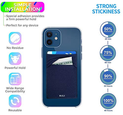 RFID Blocking Phone Card Wallet - Double Secure Pocket - Ultra-Slim Self Adhesive Credit Card Holder Card Sleeves Phone Wallet Sticker All Smartphones (Black Blue)-2PC - color: Black Blue