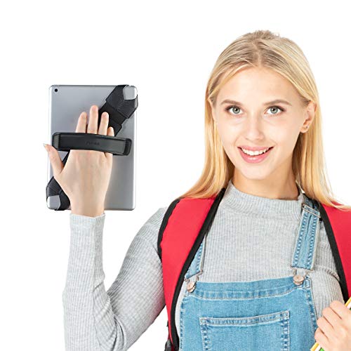 joylink iPad Hand Holder Strap with Pen Loop and 360° Swivel Leather Handle Grip Elastic Belt, Compatible with iPad Air, iPad Pro, Samsung and Nexus, 10.1 Inch Tablets, Black Upgrade Version