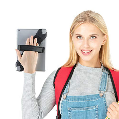 joylink iPad Hand Holder Strap with Pen Loop and 360° Swivel Leather Handle Grip Elastic Belt, Compatible with iPad Air, iPad Pro, Samsung and Nexus, 10.1 Inch Tablets, Black Upgrade Version