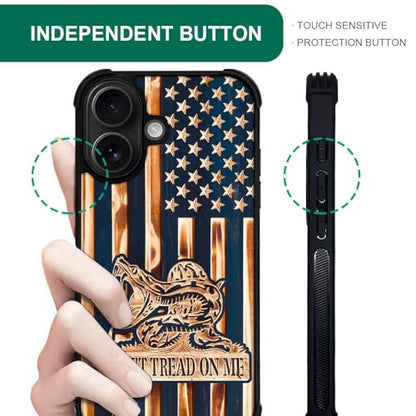 case for iPhone 17,Compatible with Magsafe,All-Round Protection Shockproof Anti-Scratches TPU Case Cover-Dont Tread On Me Wood Grain American Flag - color: Dont tread on me Wood grain American flag, size: IPhone 17