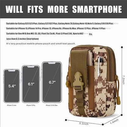 Tactical Waist Pouch EDC Molle Waist Bag Belt Phone Pouch Holster Purse Carrying Pouch for Smartphone, Tools - color: Desert digital