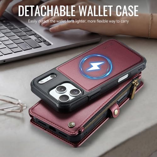 for iPhone 17 Pro Max - Phone Case Wallet Magnetic, Burgundy - color: Burgundy, size: iPhone 17 Pro Max