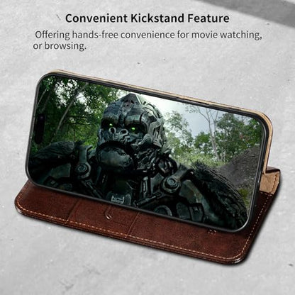 Belemay Compatible with iPhone 16 Pro Max Case Wallet, Durable Genuine Leather, RFID Blocking Card Holders, Shockproof TPU Shell, Kickstand, Drop Protection, Protective Flip Cover 6.9", Brown - color: Brown, size: iPhone 16 Pro Max