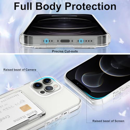 Gukalong Clear Wallet Case for iPhone 12 Pro Max with Credit Card Holder | Hard PC Heavy Duty Shockproof Protection Anti-Scratch Phone Cover Card Slot Anti-Yellowing Case for Women Men - size: for iPhone 12 Pro Max