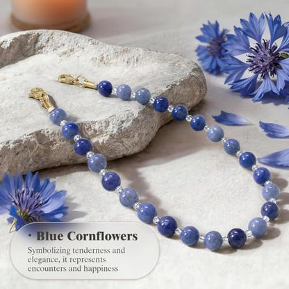 SURPHY Natural Stone Phone Charm, Beaded Phone Wrist Strap with Tether Tab - color: Aventurine Blue