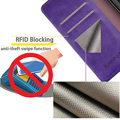 SUANPOT Compatible with iPhone 17 Pro 6.3" Wallet case with RFID Blocking Credit Card Holder,Flip Book PU Leather Protective Cover Women Men for Apple 17 Pro Phone case Purple - color: Purple, size: iPhone 17 Pro 6.3"