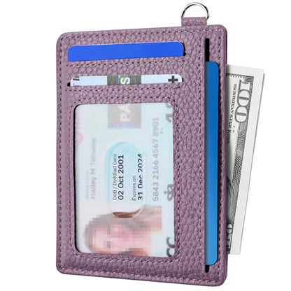 Mayski Slim Wallet, Credit Card Holder for Women, Minimalist Front Pocket RFID Blocking Card Cases, Small Wallet Women Men(Litchi Lavender) - color: Litchi Lavender