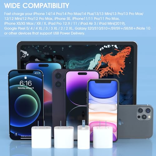 4Pack USB C Charger Block 20W Phone Fast Charger Wall Charger with PD 3.0 - color: Arctic White