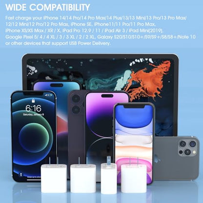 4Pack USB C Charger Block 20W Phone Fast Charger Wall Charger with PD 3.0 - color: Arctic White