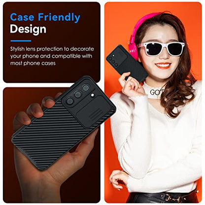 CloudValley [3 Pcs] for Samsung Galaxy S24 / S23 Plus Camera Lens Protector, 9H Tempered Glass + Aluminum Alloy Metal Individual Lens Protective Ring for S24 / S23+ 5G 2023, Black - color: Black