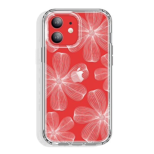 GYZYA for iPhone 12 Mini Case 5.4 Inch Clear with Design, Protective Slim TPU Cover + Shockproof Bumper for Women and Girls (White Blooming Flowers) - color: Floral 19, size: iPhone 12 mini (5.4 inch)