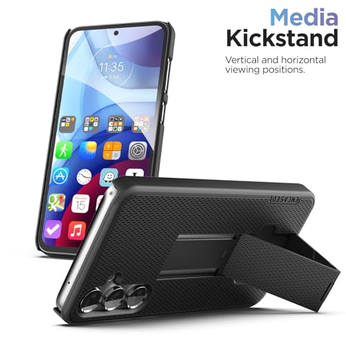 Encased DuraClip Designed for Samsung Galaxy S24 Belt Clip Case with Phone Holster and Kickstand (Black) - size: S24