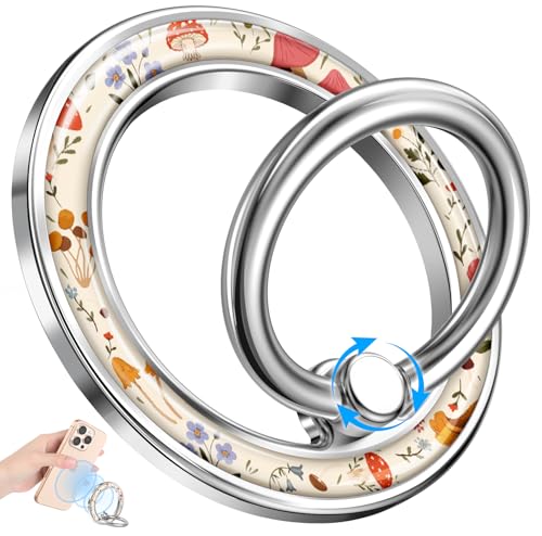 Magnetic Phone Ring Holder, Cute Magnetic Phone Grip, Mushroom - color: Mushroom Floral