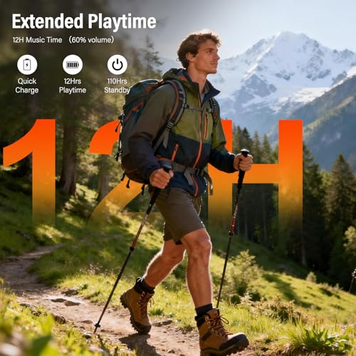 Bone Conduction Headphones Bluetooth 6.0 Earbuds, Open Ear Headphones with Dual Driver Sound, LED Display, IP67 for Sport / running, Dual Device Connection & Low-Latency Game Mode,12 Hours Playtime