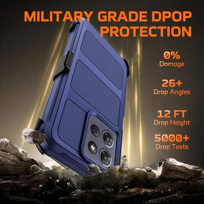 for Moto G Power 5G 2026/2025 Case with Belt Clip Holster,Military Grade Anti-Drop Shockproof Defender Phone Cases 2X Screen Protector,2 Layers Rugged Heavy Duty Protective Bumper Cover (Blue) - color: Blue