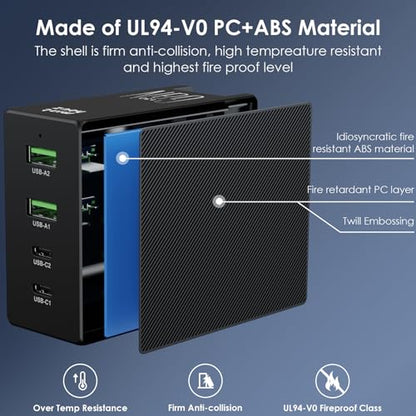Minthouz 130W GaN II USB C Charger, 4-Port Fast Charging Block (2C+2A), PD 3.0 Power Adapter for MacBook Pro/Air, iPhone 17/16/15, iPad, Galaxy S25, Steam Deck & More