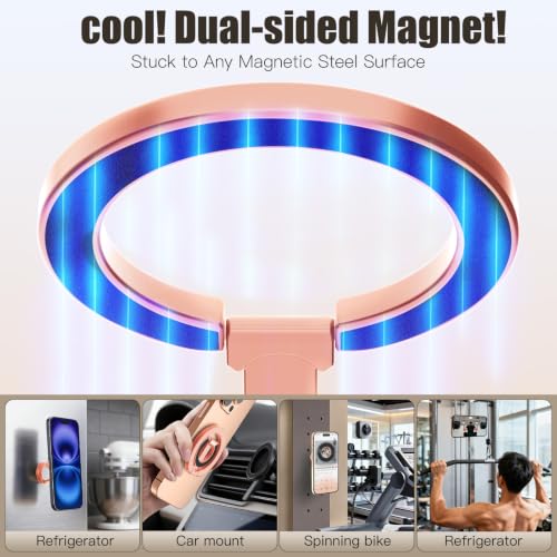Magnetic Phone Ring Grip for MagSafe Compatible with iPhone Samsung (Gold) - color: Rose Gold