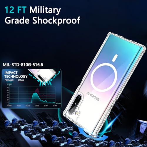 Magnetic Case for Samsung Galaxy Note 10+ Plus Case,Clear | Compatible with Mag-Safe, Military Grade Drop-proof Shockproof Anti-Yellowing Anti-Scratch Protective Transparent Cover - color: Note 10 Plus-Clear, size: Galaxy Note 10 Plus
