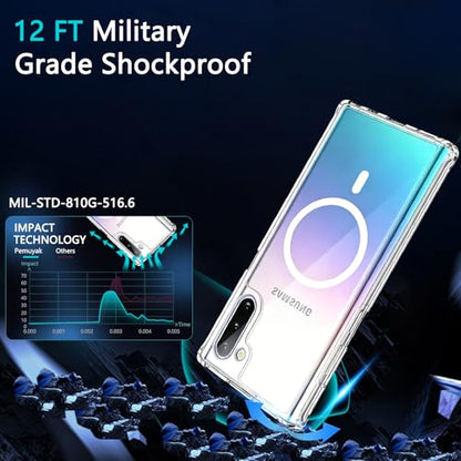 Magnetic Case for Samsung Galaxy Note 10+ Plus Case,Clear | Compatible with Mag-Safe, Military Grade Drop-proof Shockproof Anti-Yellowing Anti-Scratch Protective Transparent Cover - color: Note 10 Plus-Clear, size: Galaxy Note 10 Plus