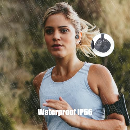 Bone Conduction Headphones - Bluetooth 5.2 Open Ear Headphones IP67 Waterproof Sport Earphones with Noise-Cancelling Mic - Wireless Bone Conducting Headset for Running Hiking Cycling - color: GREY