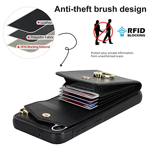 Asuwish Wallet Case for Samsung Galaxy A16 5G/4G Women Men Black | with Tempered Glass Screen Protector, Ring Holder, RFID Blocking, Card Holder, Wrist Strap, PU Leather, Cover for A 16 - color: Black