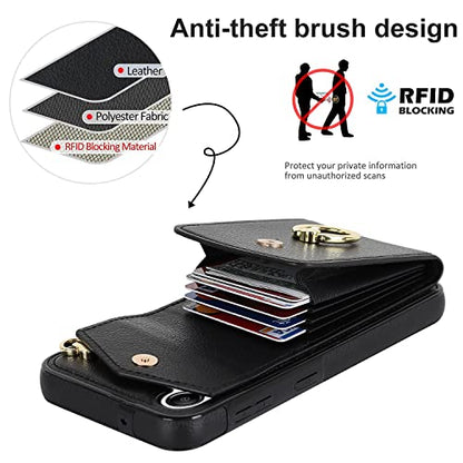 Asuwish Wallet Case for Samsung Galaxy A16 5G/4G Women Men Black | with Tempered Glass Screen Protector, Ring Holder, RFID Blocking, Card Holder, Wrist Strap, PU Leather, Cover for A 16 - color: Black