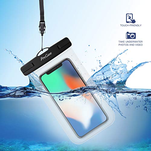 ProCase 2 Pack Waterproof Phone Pouch, Underwater Phone Case Up to 7", Dry Bag for iPhone 17 Air 16 15 14 13 Pro Plus Max, Galaxy S24 S23 S22 Ultra Pixel, Beach Essentials -Clear & White - color: Clear/White