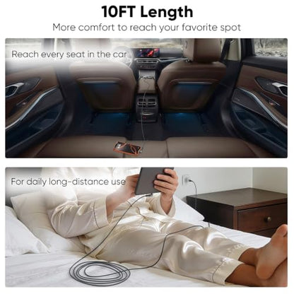 90 Degree USB C Cable 10FT Fast Charging, 60W Right Angle Type C to USB-C