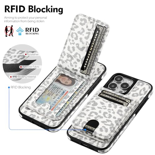 SkyEagle Compatible with MagSafe iPhone 16 Pro Wallet Case,Leopard-White - color: Leopard-White, size: iPhone 16 Pro - 6.3"