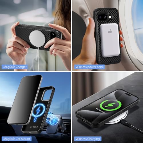 SkyEagle Compatible with Magsafe 2 in 1 Detachable Google Pixel 9a Wallet Case with Card Holder,Women Men Magnetic PU Leather Phone Case RFID Blocking Flip Kickstand Credit Slots,Carbon Black - color: Carbon Black, size: Google Pixel 9a