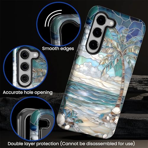Case for Samsung Galaxy S23,Anti-Scratch Full-Body Cover Shockproof Slim Design Case,PC Hard Shell & Silicone Inner Bumper -Beach Palm Tree - color: Beach Palm Tree, size: Galaxy S23
