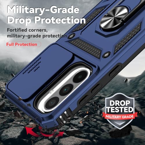 for Samsung Galaxy A36 5G Case with Slide Camera Cover HD Screen Protector [Military Grade 16ft. Drop Tested] Magnetic Ring Holder Kickstand Protective Phone Case for Galaxy A36 5G 2025, Navy Blue - color: Navy Blue w/ Slide Camera 2nd gen. Military Grade