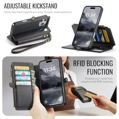for iPhone 17 Pro Max - Phone Case Wallet Magnetic, Black - color: Black, size: iPhone 17 Pro Max