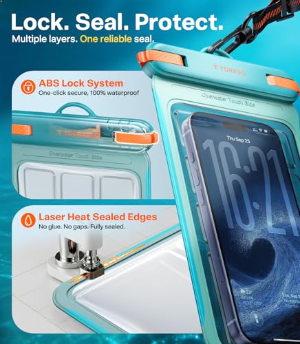 TORRAS IPX8 Waterproof Phone Pouch Floating, Dry Bag, Glacier Sprint | Underwater Touch Screen, Waterproof Phone Case, Fits All Phones, Lanyard, Snorkeling, Diving, Beach, Cruise, Travel - color: 1 Pack-Glacier Sprint